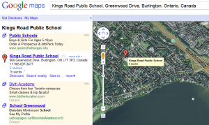 Screencap from Google Maps of King’s Road Public School with a review stating simply ‘it sucks’.