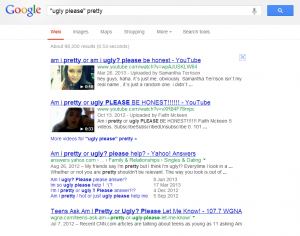 Screenshot of Google results for “Ugly Please”