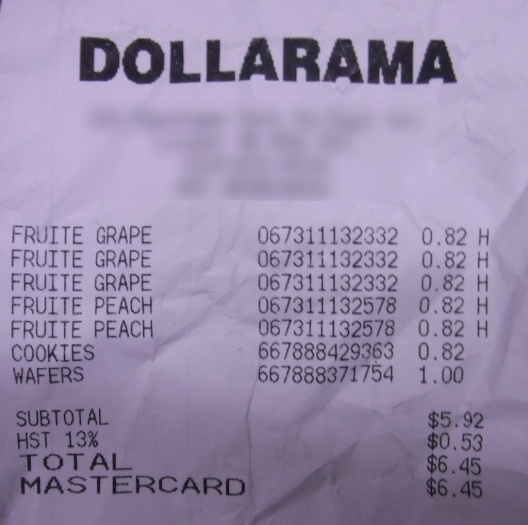 Another receipt with seemingly random items taxed