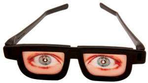 1950s style glasses with open-eyes on the lenses