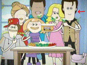 TV capture of Philly Dips animated commercial with a character that looks like Matt Smith