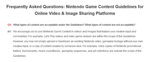 Nintendo Game Content Guidelines for Online Video Image Sharing Platforms Nintendo