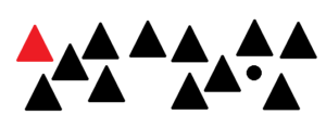 Black triangles with one red and one black circle