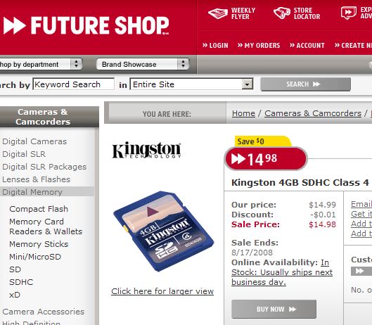 Futureshop Ad with 1¢ Discount